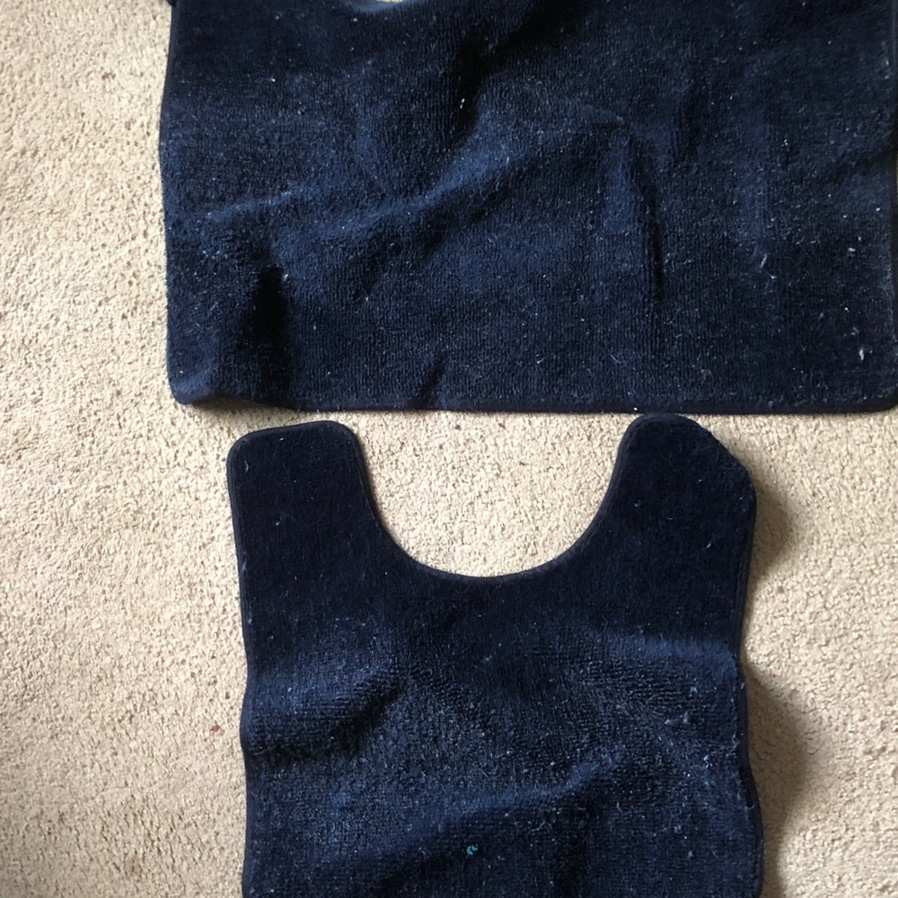 Navy Blue Plush Bath Rug and Contour Set - Unbranded